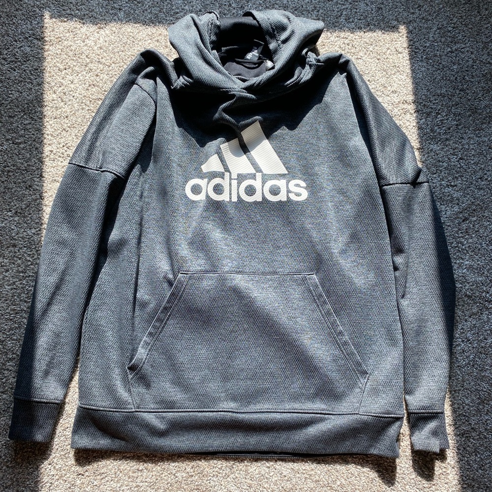 Large Adidas Men's Black & Gray Hoodie
